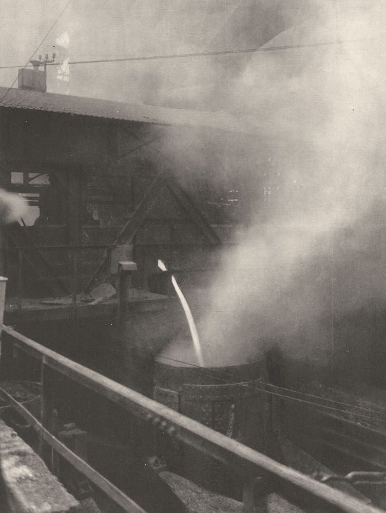 MOSELLE. Les hauts Fourneaux. La Couléedu fer 1937 old vintage print picture